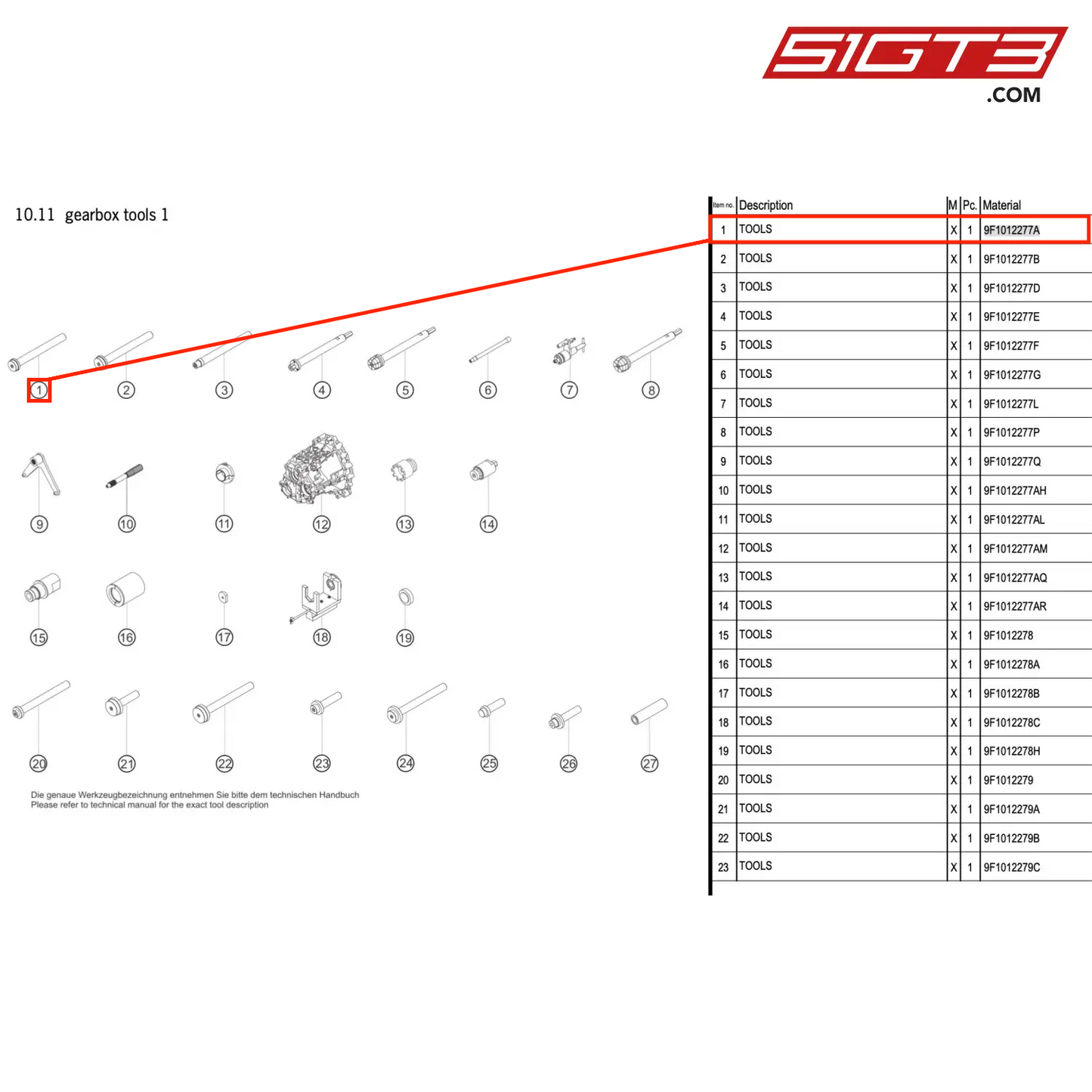 TOOLS - 9F1012277A [PORSCHE 992.1 GT3 R]