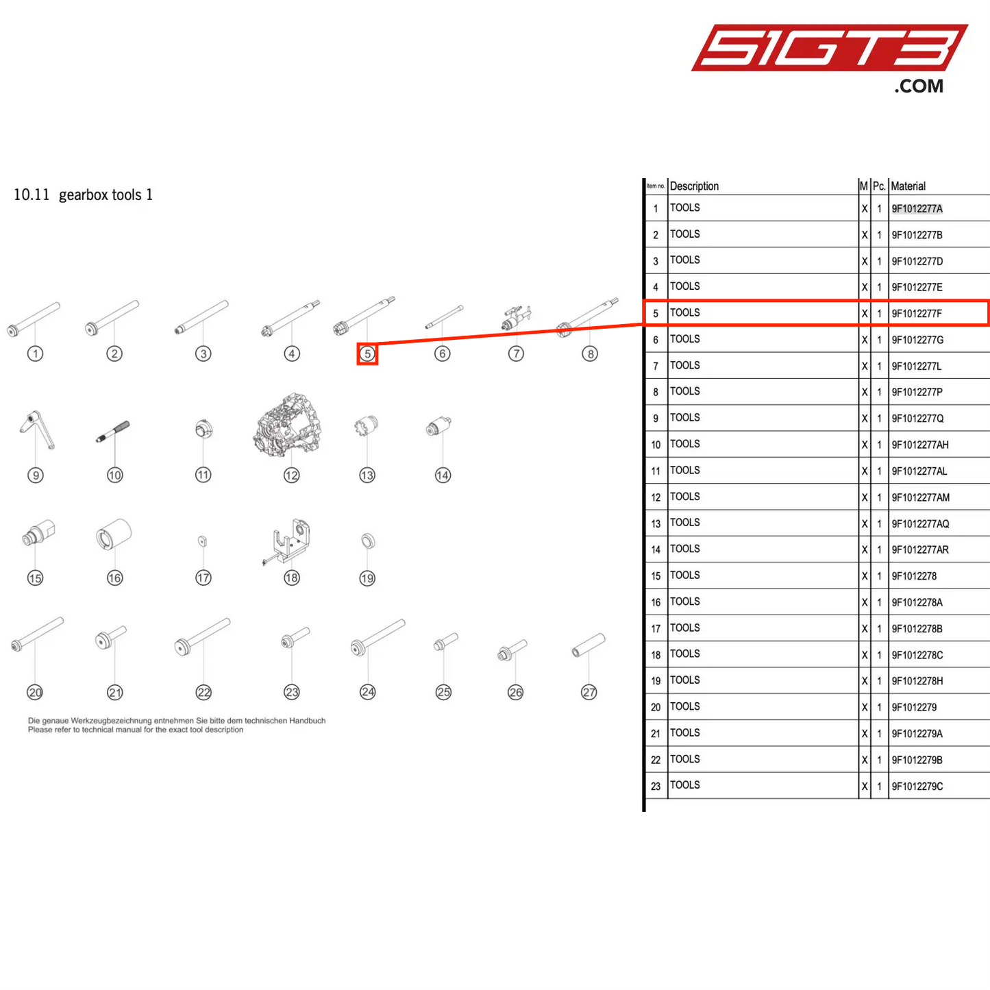 TOOLS - 9F1012277F [PORSCHE 992.1 GT3 R]