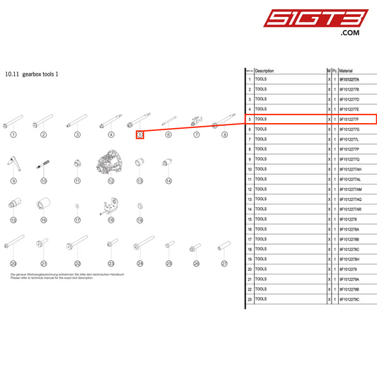 TOOLS - 9F1012277F [PORSCHE 992.1 GT3 R]