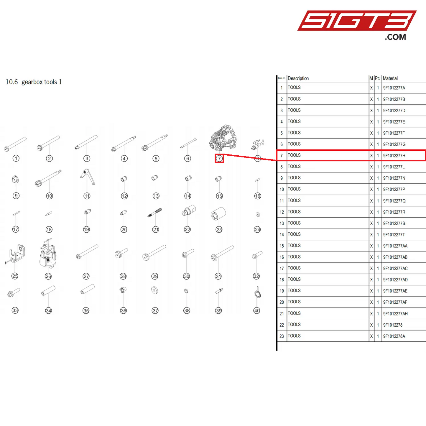 TOOLS - 9F1012277H [PORSCHE 911 GT3 Cup Type 992]