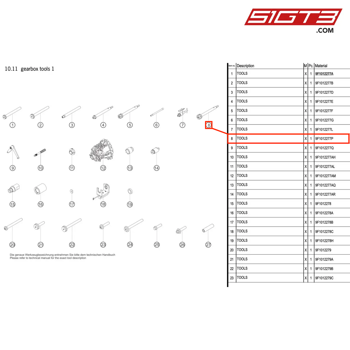 TOOLS - 9F1012277P [PORSCHE 992.1 GT3 R]