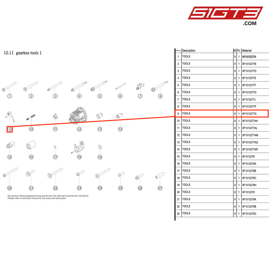 TOOLS - 9F1012277Q [PORSCHE 911 GT3 R Type 992 (GEN 1)]