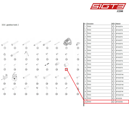 TOOLS - 9F1012278A [PORSCHE 992.1 GT3 Cup]