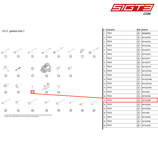 TOOLS - 9F1012278B [PORSCHE 911 GT3 R Type 992 (GEN 1)]