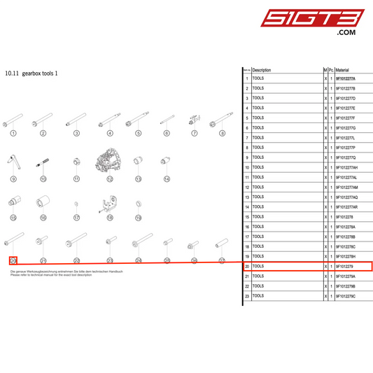 TOOLS - 9F1012279 [PORSCHE 911 GT3 R Type 992 (GEN 1)]