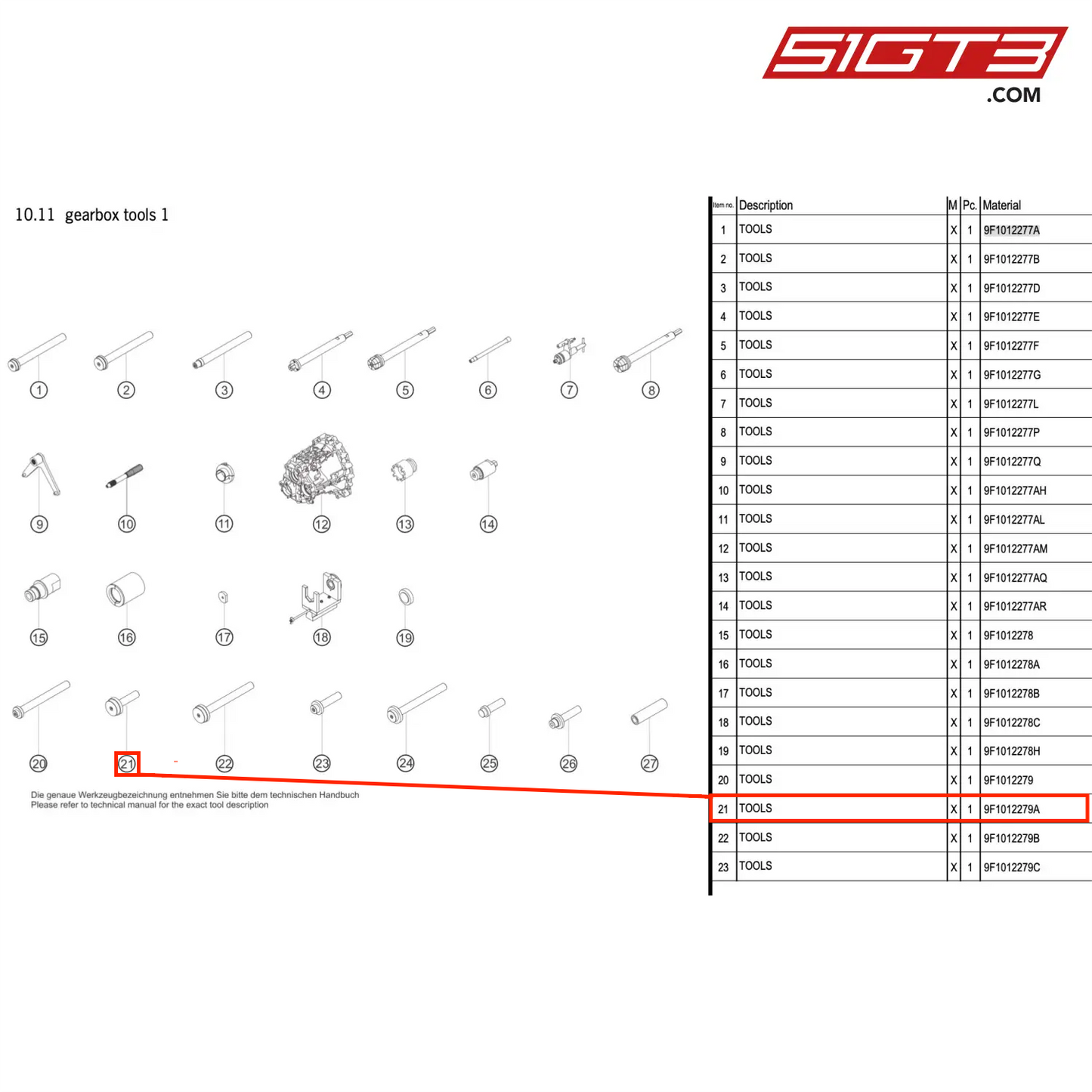 TOOLS - 9F1012279A [PORSCHE 992.1 GT3 R]