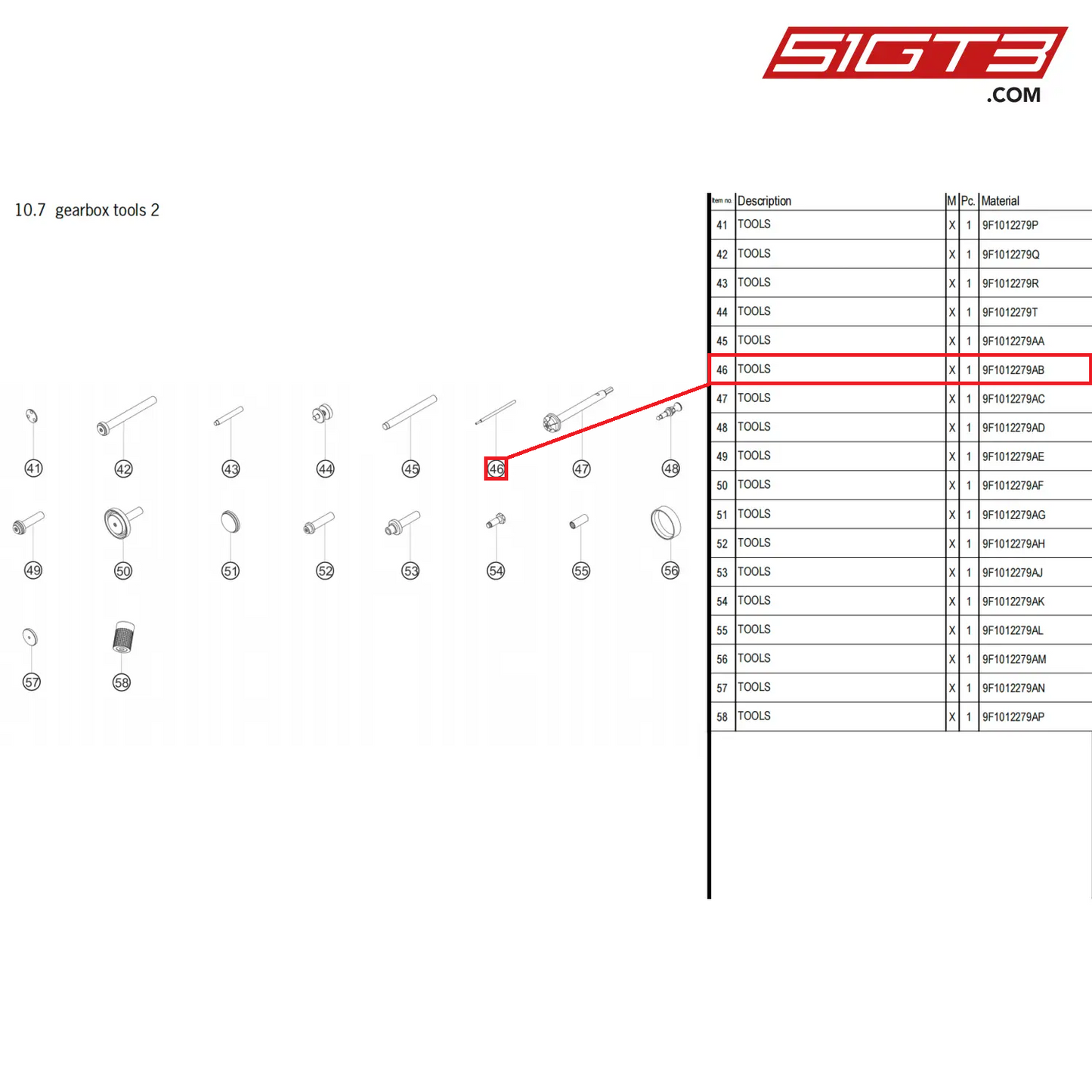 TOOLS - 9F1012279AB [PORSCHE 911 GT3 Cup Type 992]