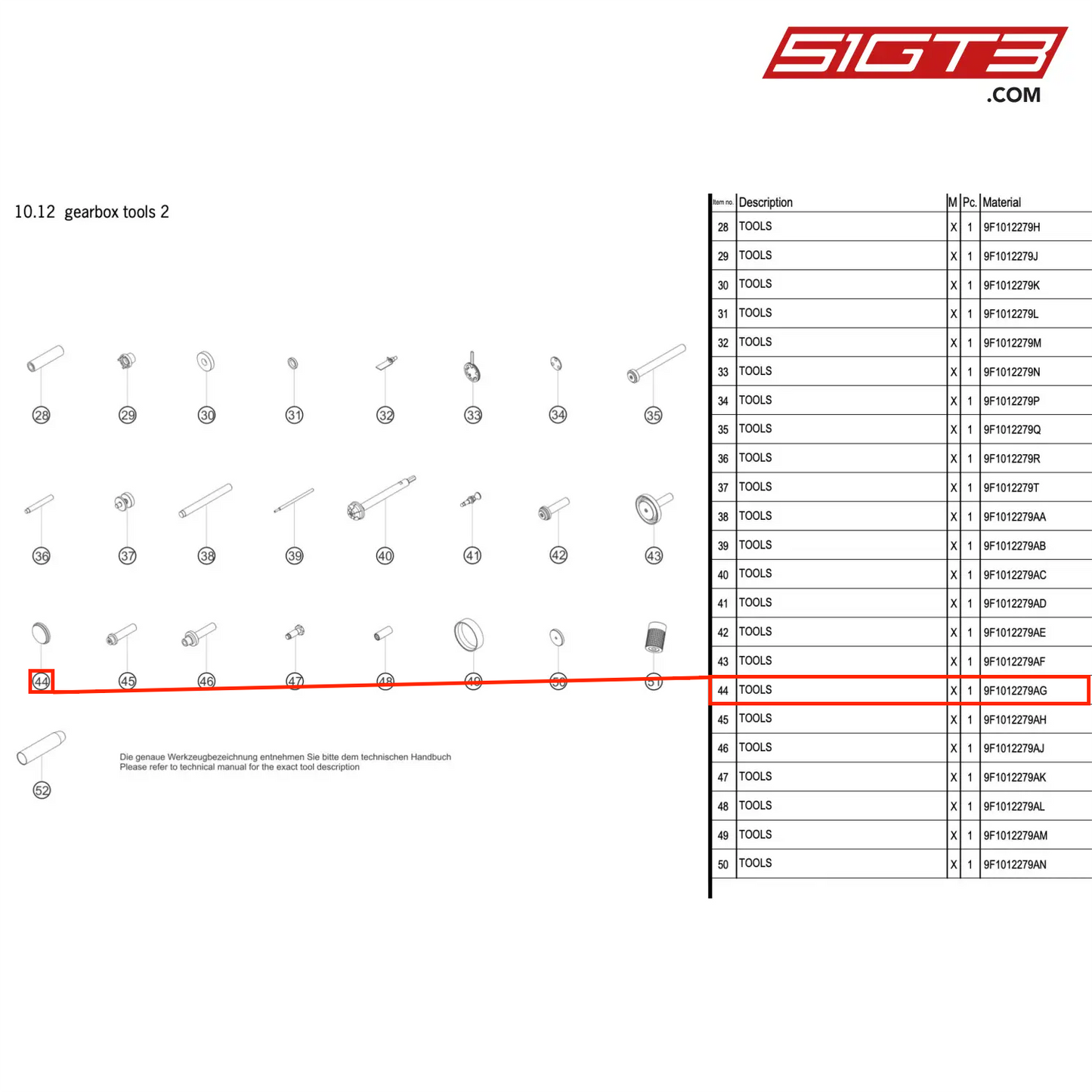 TOOLS - 9F1012279AG [PORSCHE 992.1 GT3 R]