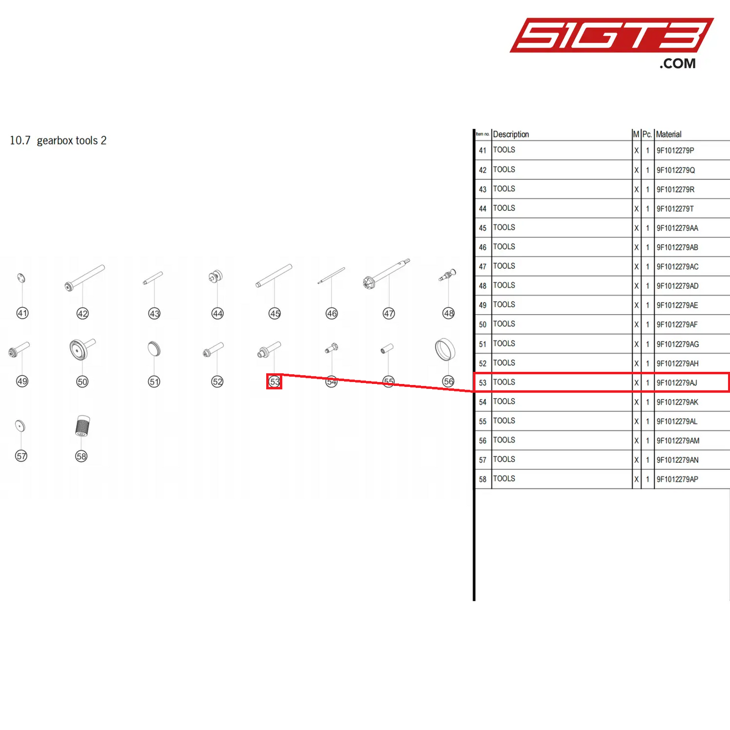 TOOLS - 9F1012279AJ [PORSCHE 911 GT3 Cup Type 992]