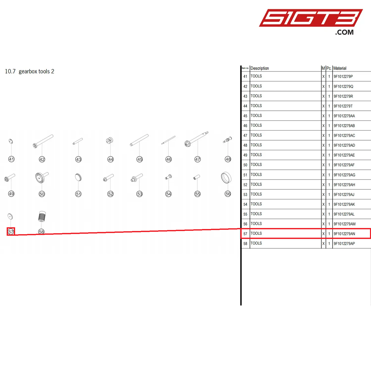 TOOLS - 9F1012279AN [PORSCHE 911 GT3 Cup Type 992]