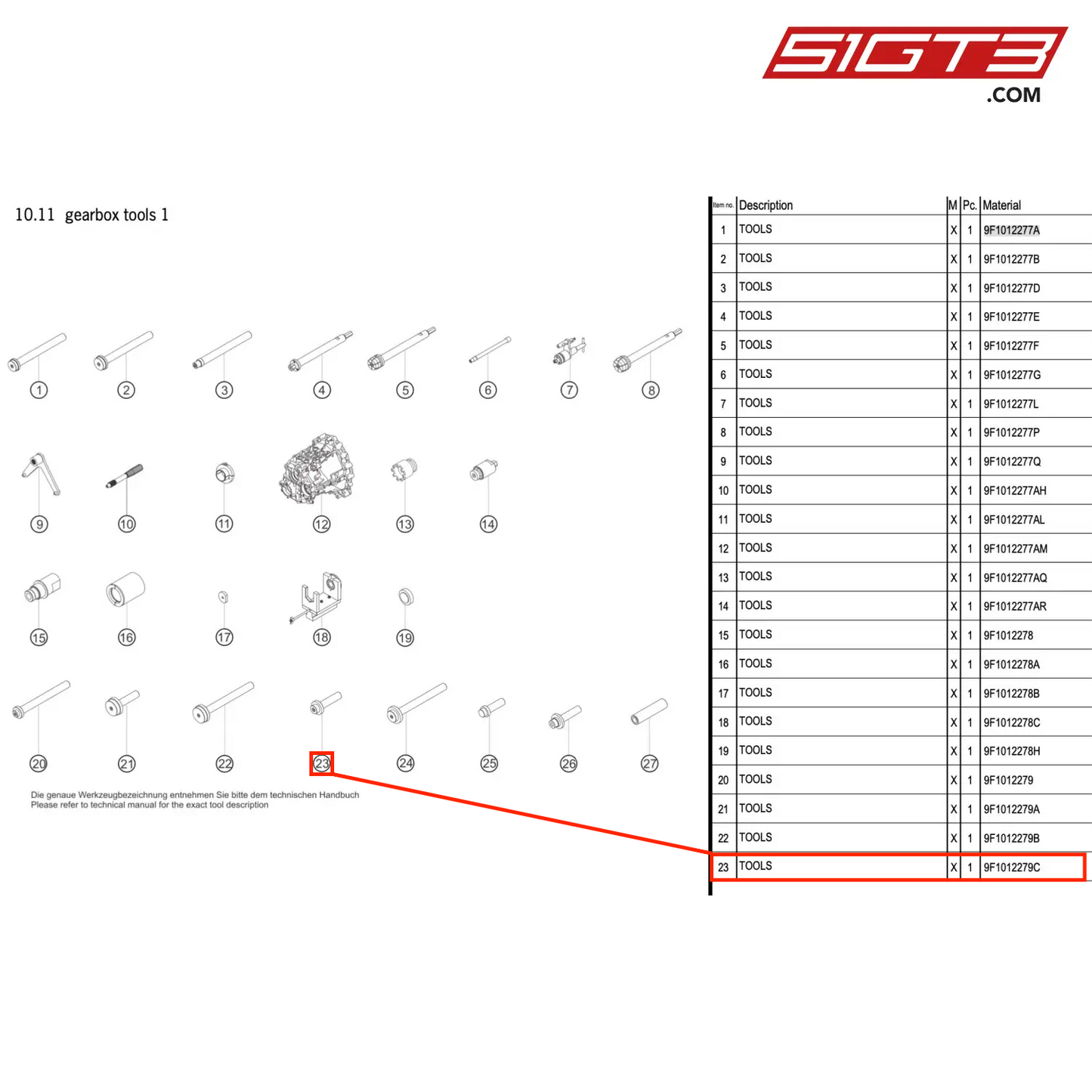 TOOLS - 9F1012279C [PORSCHE 992.1 GT3 R]