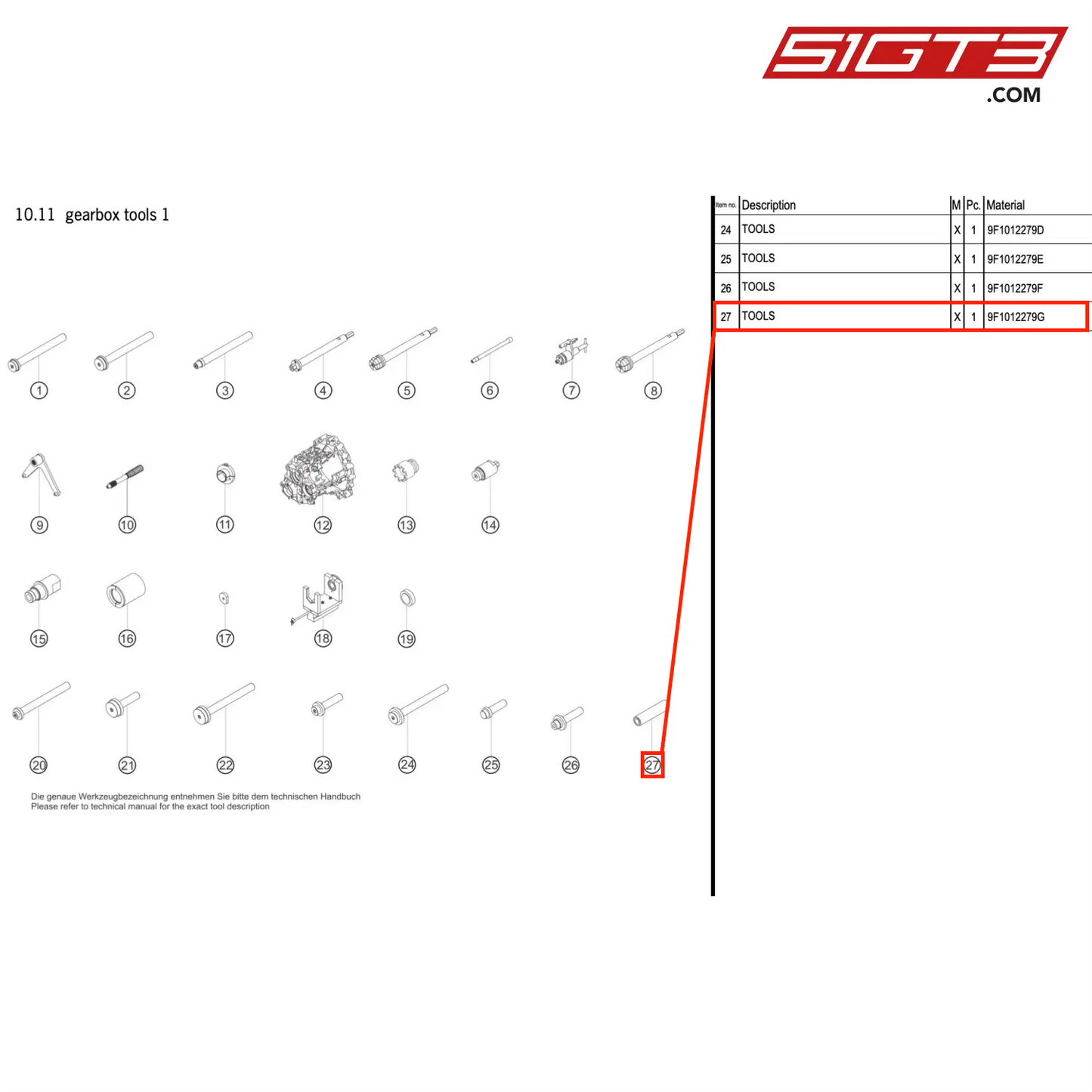 TOOLS - 9F1012279G [PORSCHE 992.1 GT3 R]