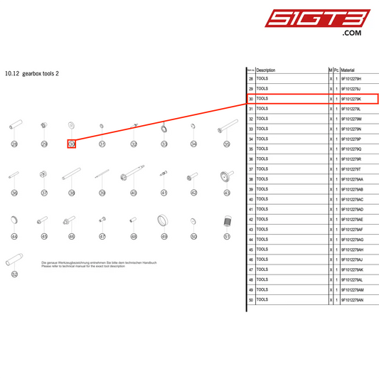 TOOLS - 9F1012279K [PORSCHE 911 GT3 R Type 992 (GEN 1)]