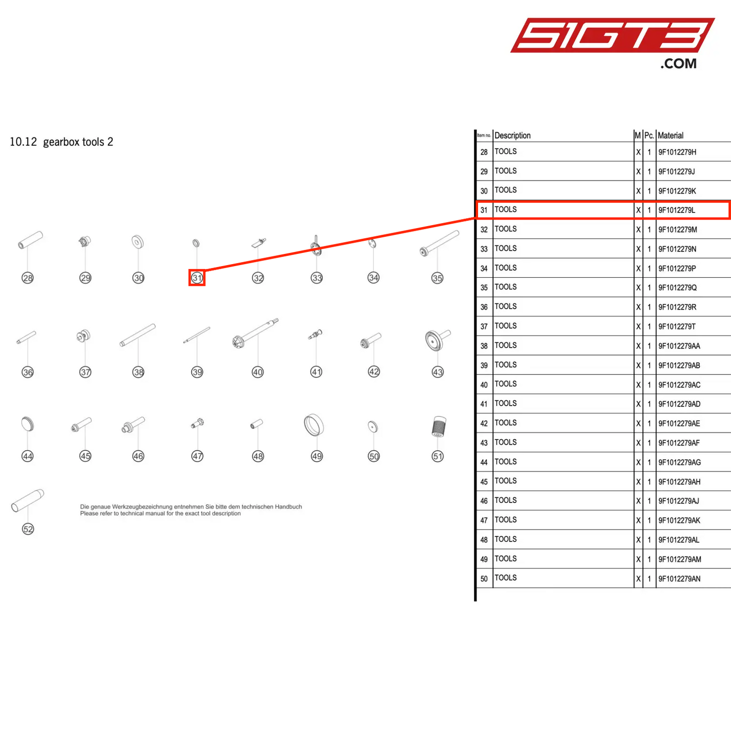 TOOLS - 9F1012279L [PORSCHE 992.1 GT3 R]