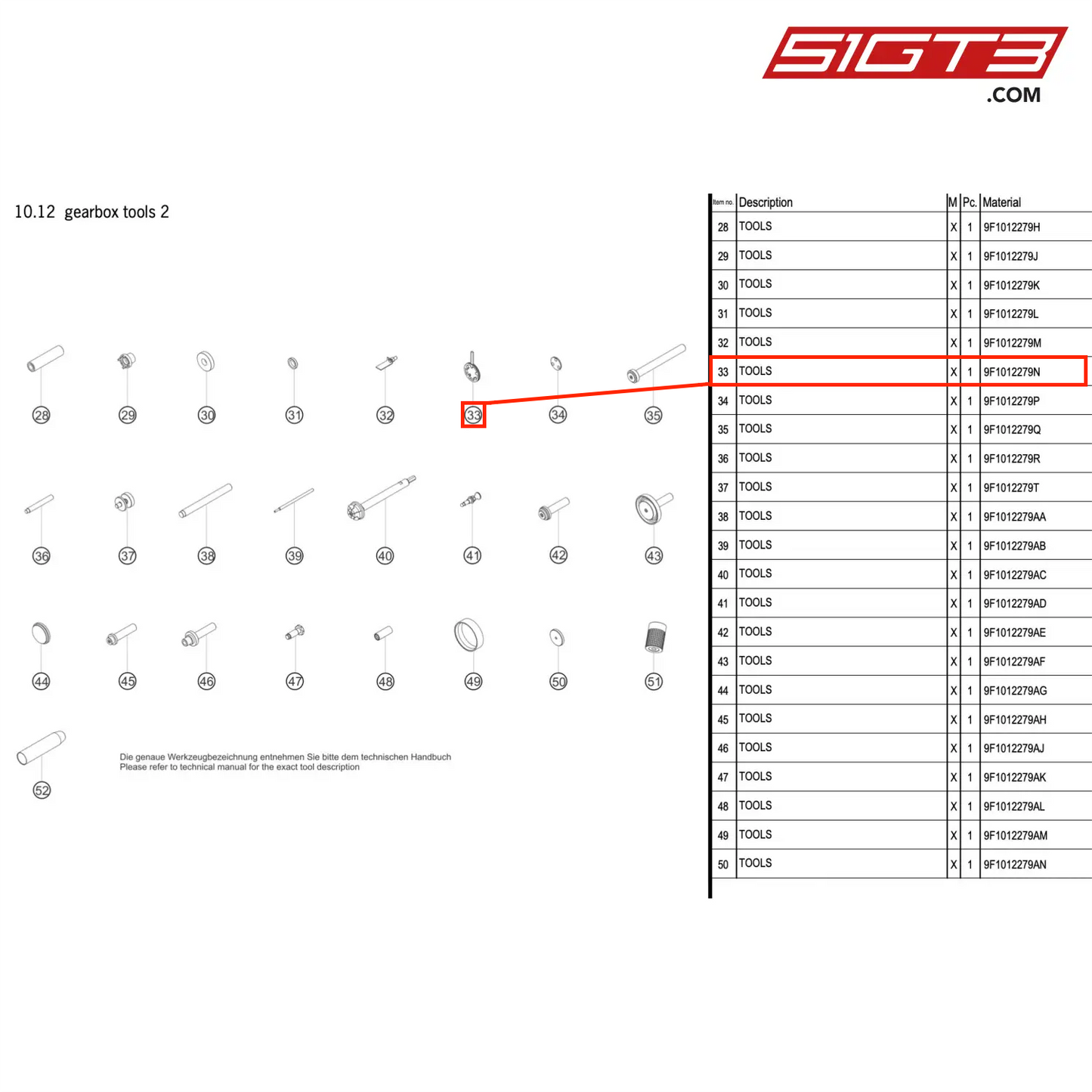 TOOLS - 9F1012279N [PORSCHE 992.1 GT3 R]