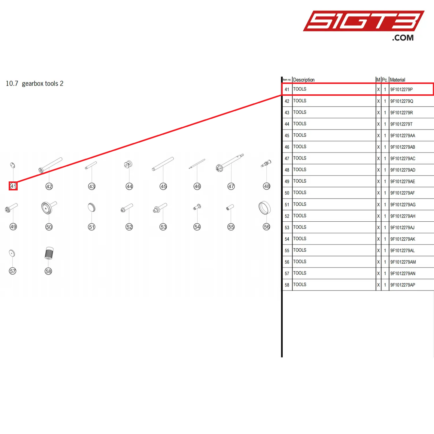 TOOLS - 9F1012279P [PORSCHE 911 GT3 Cup Type 992]