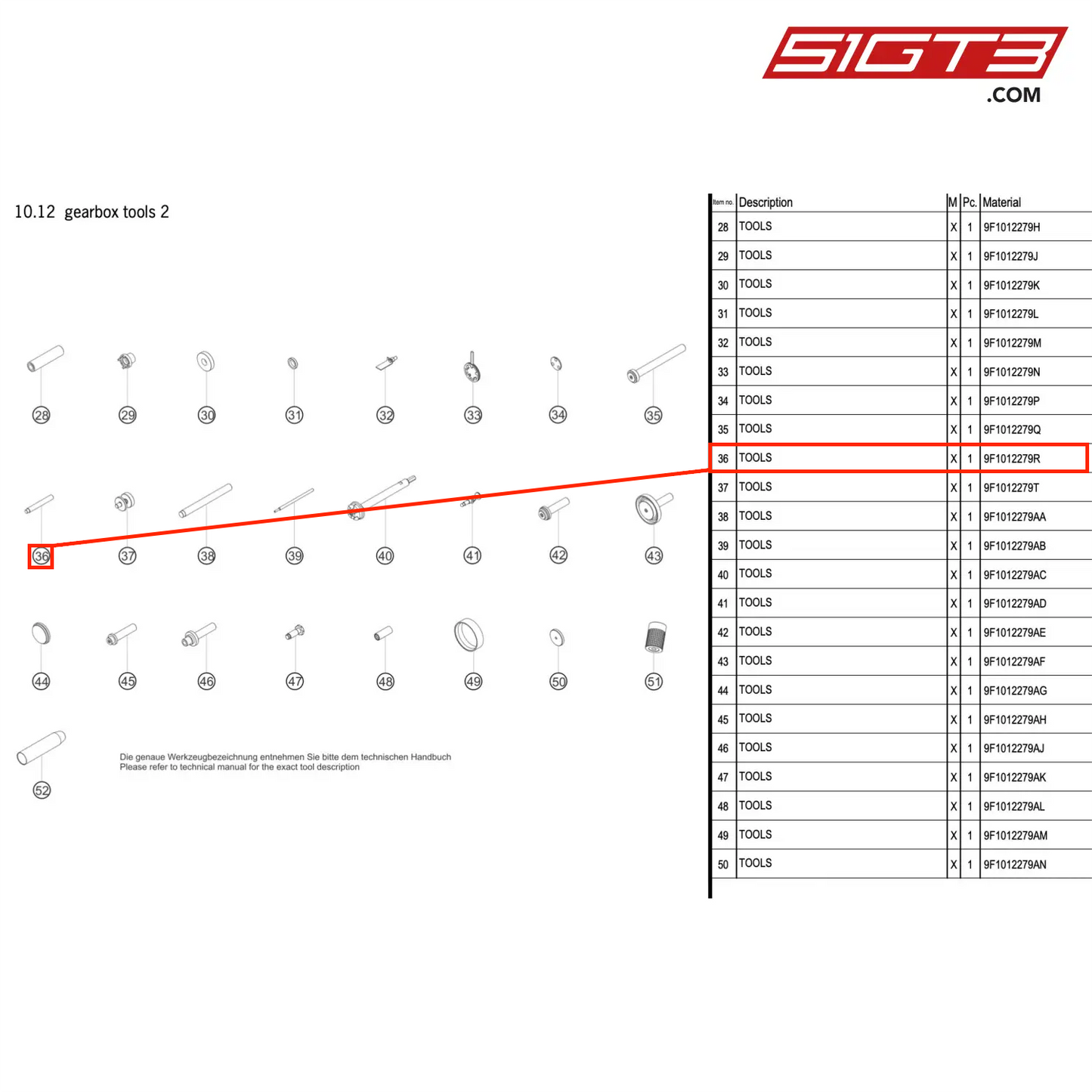 TOOLS - 9F1012279R [PORSCHE 992.1 GT3 R]