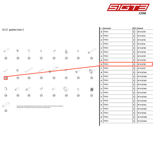 TOOLS - 9F1012279R [PORSCHE 911 GT3 R Type 992 (GEN 1)]