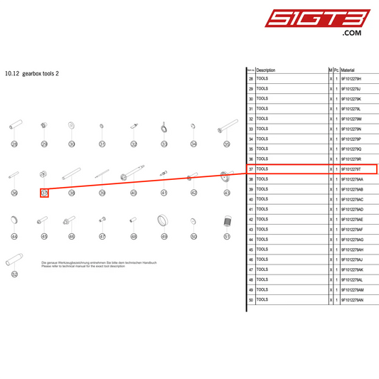 TOOLS - 9F1012279T [PORSCHE 911 GT3 R Type 992 (GEN 1)]