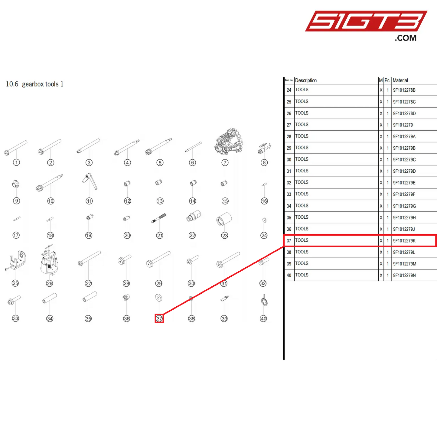 TOOLS - 9F1012279K [PORSCHE 911 GT3 Cup Type 992]