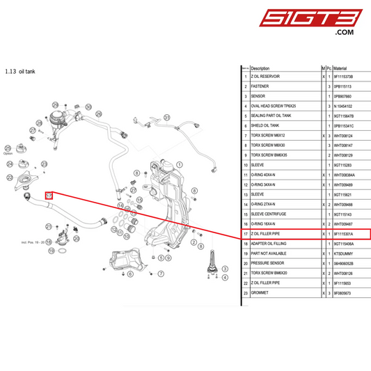 Z OIL FILLER PIPE - 9F1115301A [PORSCHE 992.1 GT3 Cup]