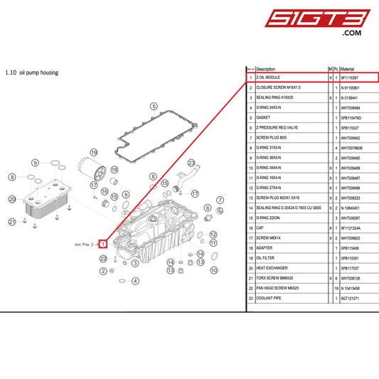 Z OIL MODULE - 9F1115397 [PORSCHE 992.1 GT3 Cup]