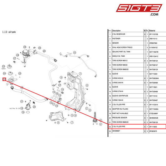 Z OIL FILLER PIPE - 9F1115653 [PORSCHE 992.1 GT3 Cup]