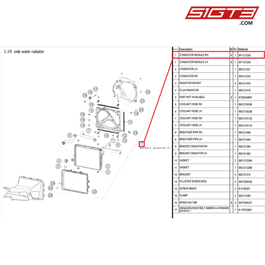 Z RADIATOR MODULE RH - 9F1121250 [PORSCHE 992.1 GT3 Cup]