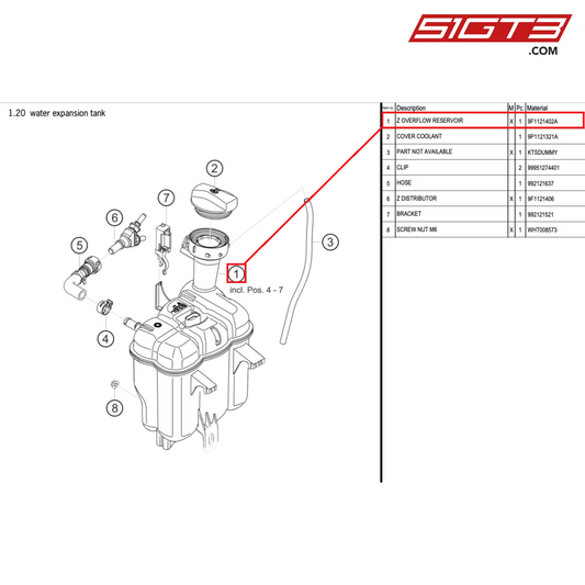 Z OVERFLOW RESERVOIR - 9F1121402A [PORSCHE 992.1 GT3 Cup]