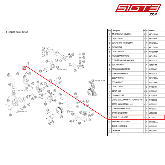 Z HOSE FILLING HOSE - 9F1121621 [PORSCHE 992.1 GT3 Cup]