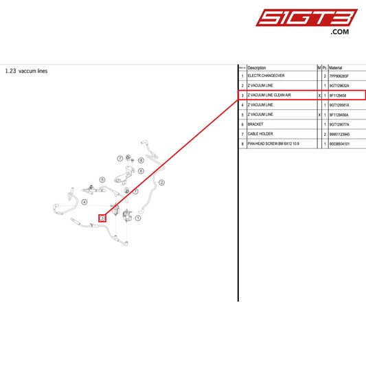 Z VACUUM LINE CLEAN AIR - 9F1129458 [PORSCHE 992.1 GT3 Cup]