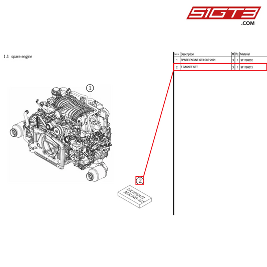 Z GASKET SET - 9F1198013 [PORSCHE 992.1 GT3 Cup]