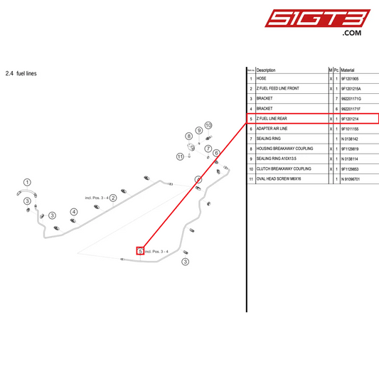 Z FUEL LINE REAR - 9F1201214 [PORSCHE 992.1 GT3 Cup]