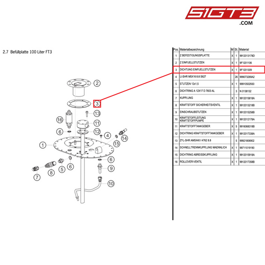 GASKET FILLER NECK - 9F1201309 [PORSCHE Cayman 981 GT4 Clubsport]