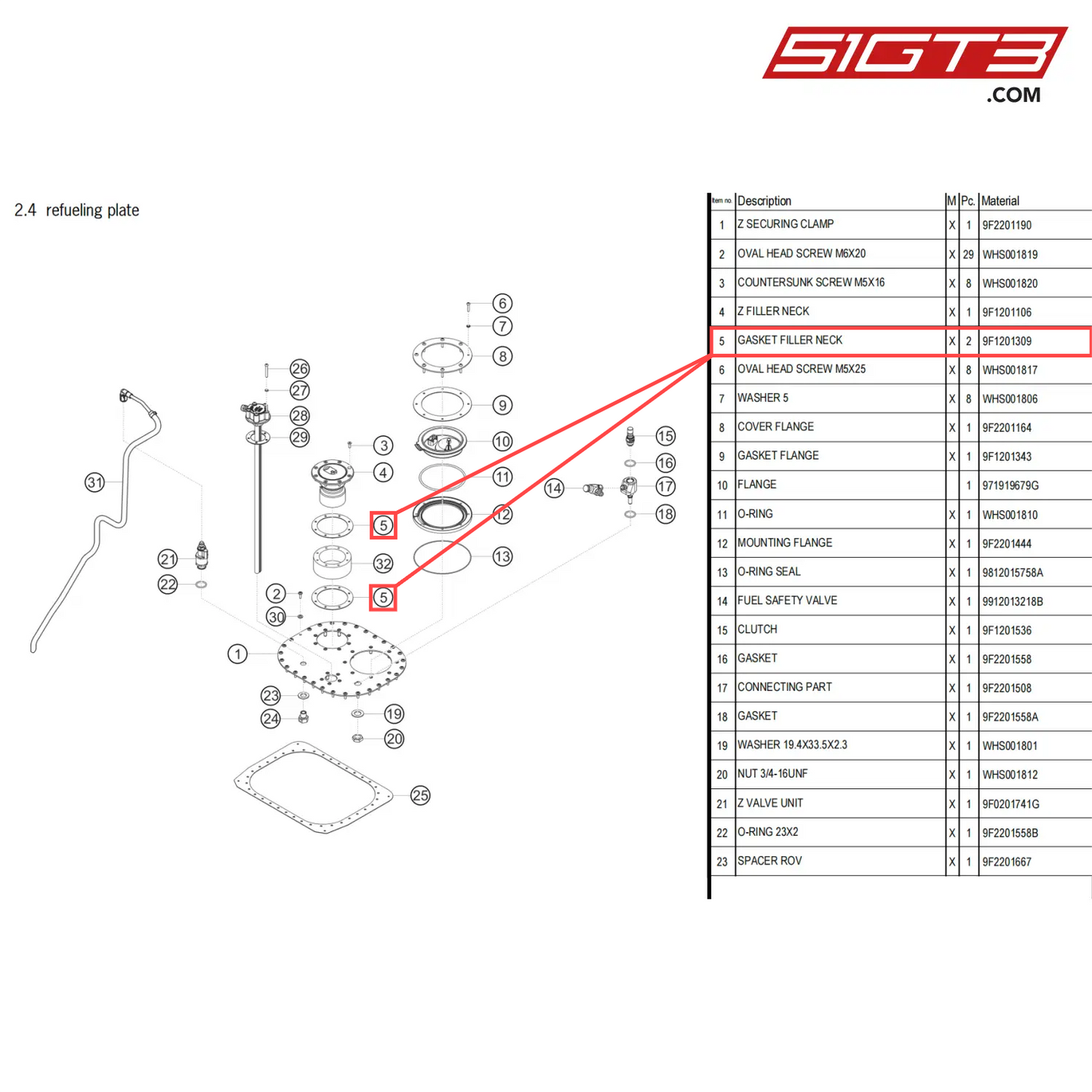 GASKET FILLER NECK - 9F1201309 [PORSCHE 718 Cayman GT4 Clubsport]