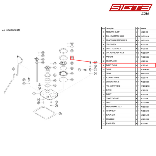 GASKET FLANGE - 9F1201343 [PORSCHE 718 Cayman GT4 RS Clubsport]