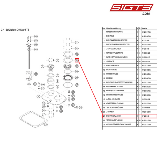 GASKET FLANGE - 9F1201343 [PORSCHE Cayman 981 GT4 Clubsport]