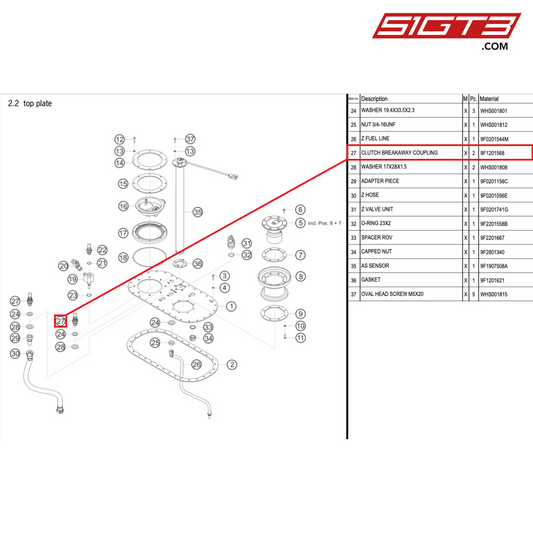 CLUTCH BREAKAWAY COUPLING - 9F1201568 [PORSCHE 992.1 GT3 Cup]