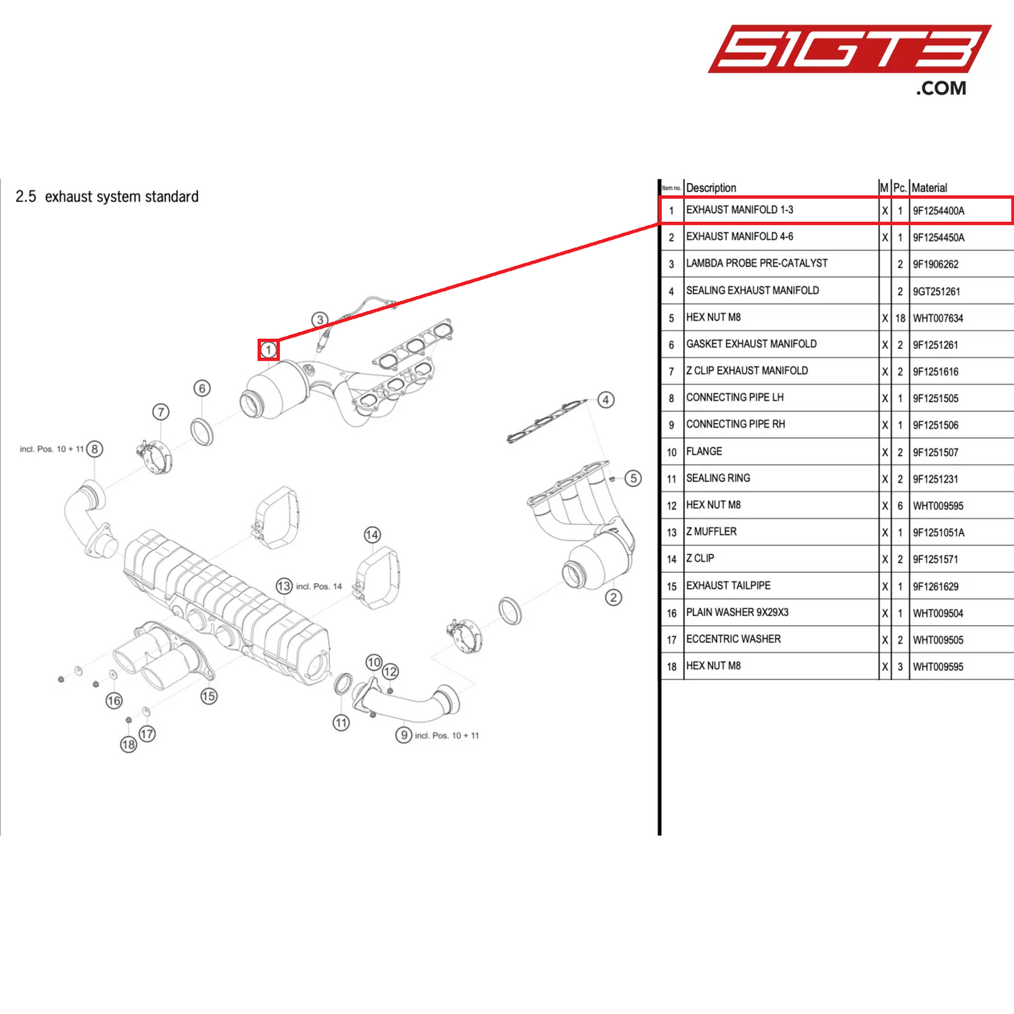 EXHAUST MANIFOLD 1-3 - 9F1254400A [PORSCHE 992.1 GT3 Cup]