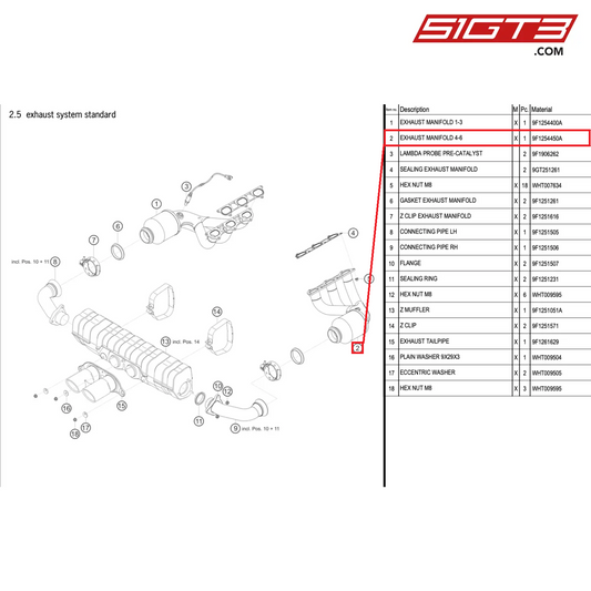 EXHAUST MANIFOLD 4-6 - 9F1254450A [PORSCHE 911 GT3 Cup Type 992]