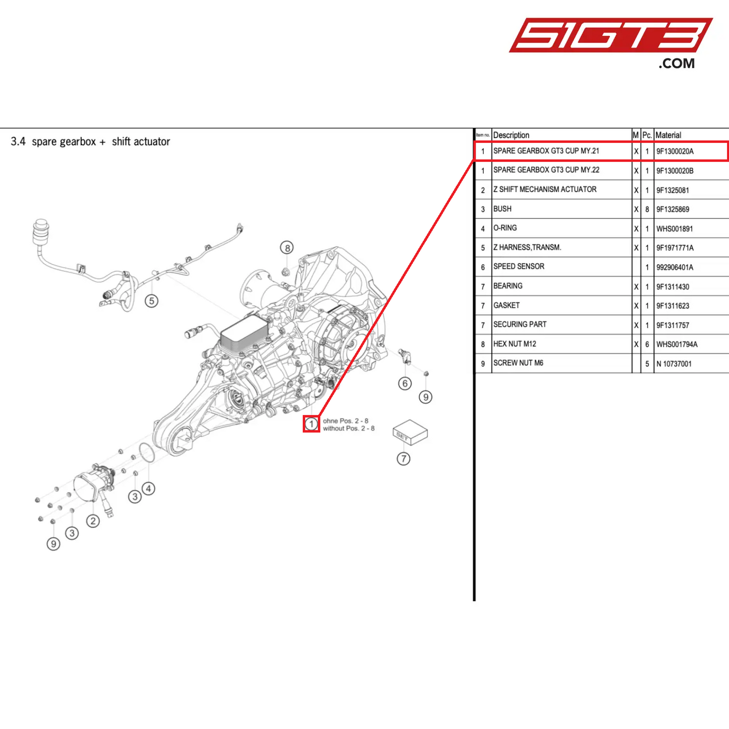 SPARE GEARBOX GT3 CUP MY.21 - 9F1300020A [PORSCHE 911 GT3 Cup Type 992]