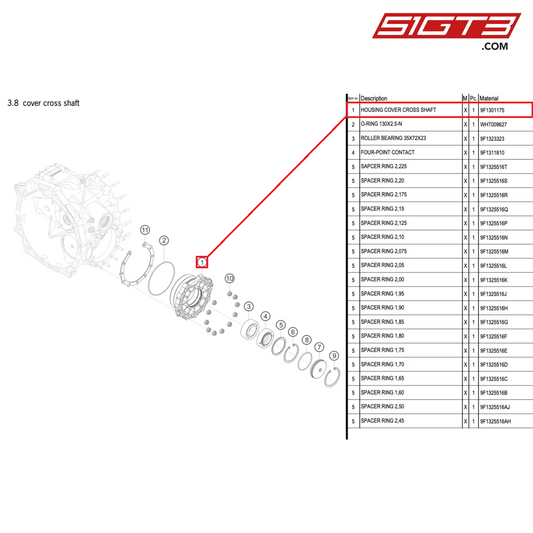 HOUSING COVER CROSS SHAFT - 9F1301175 [PORSCHE 992.1 GT3 Cup]