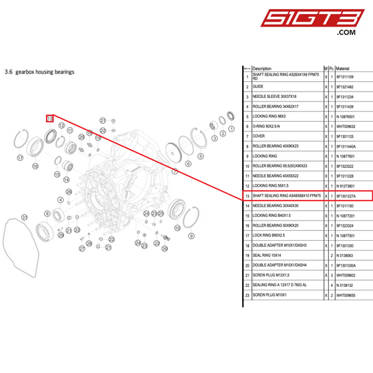 SHAFT SEALING RING AS48X68X10 FPM75 - 9F1301227A [PORSCHE 992.1 GT3 Cup]