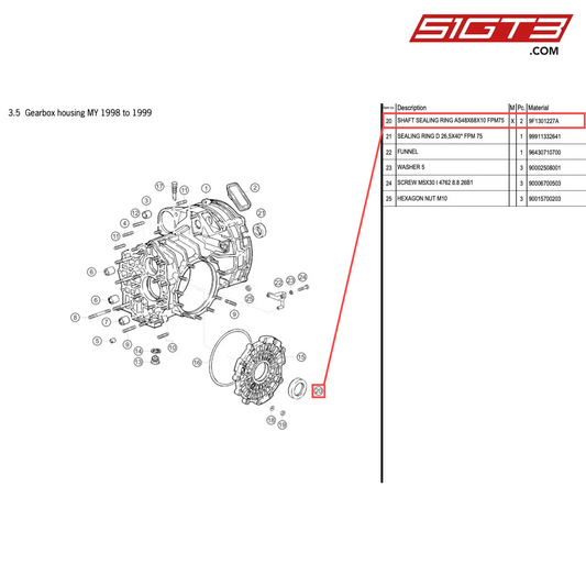 SHAFT SEALING RING AS48X68X10 FPM75 - 9F1301227A [PORSCHE 996 GT3 Cup]