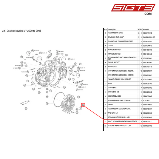 SHAFT SEALING RING AS48X68X10 FPM75 - 9F1301227A [PORSCHE 996 GT3 Cup]