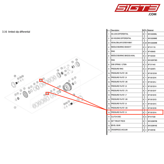 PRESSURE PLATE 1,5 - 9F1301251A [PORSCHE 911 GT3 Cup Type 991 (GEN1)]