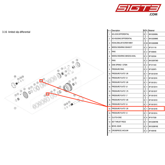 PRESSURE PLATE 1,55 - 9F1301251B [PORSCHE 911 GT3 Cup Type 991 (GEN1)]