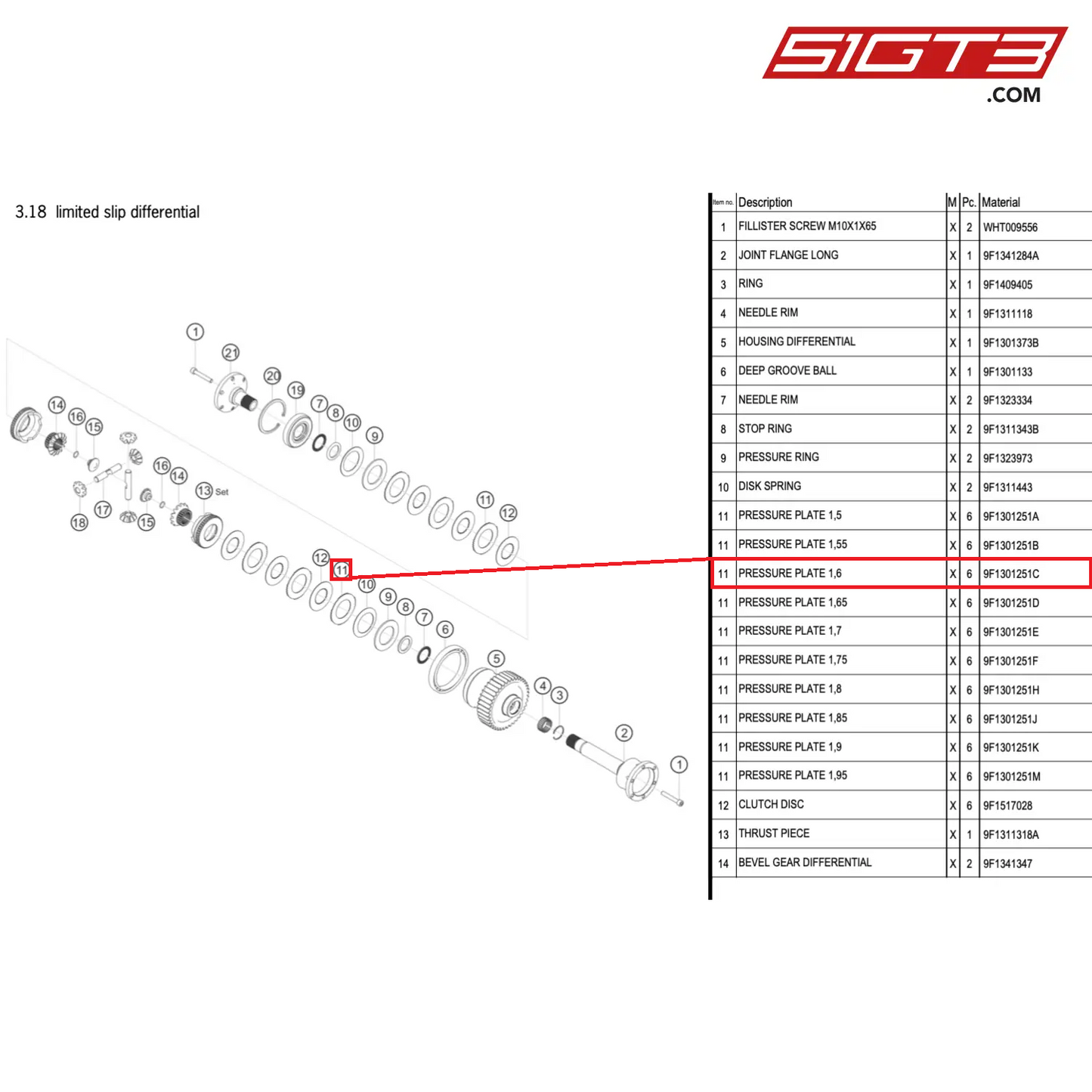 PRESSURE PLATE 1,6 - 9F1301251C [PORSCHE 911 GT3 Cup Type 992]