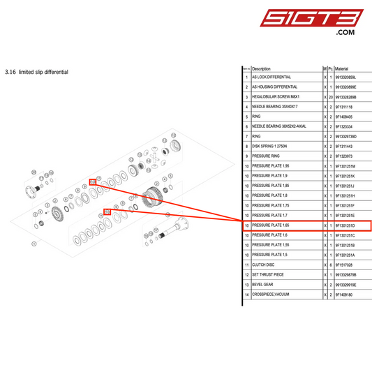 PRESSURE PLATE 1,65 - 9F1301251D [PORSCHE 911 GT3 Cup Type 991 (GEN1)]