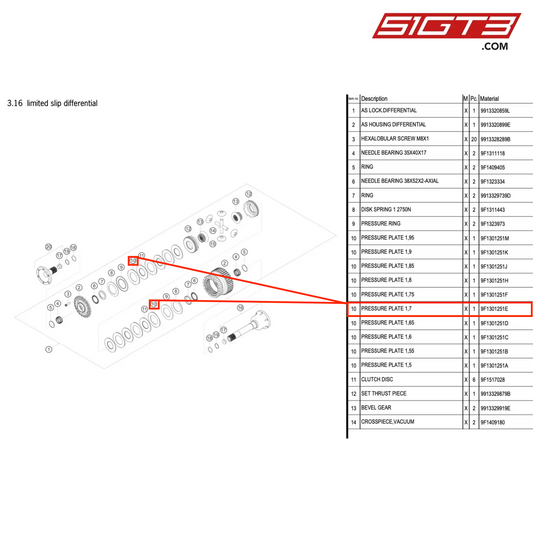 PRESSURE PLATE 1,7 - 9F1301251E [PORSCHE 911 GT3 Cup Type 991 (GEN1)]